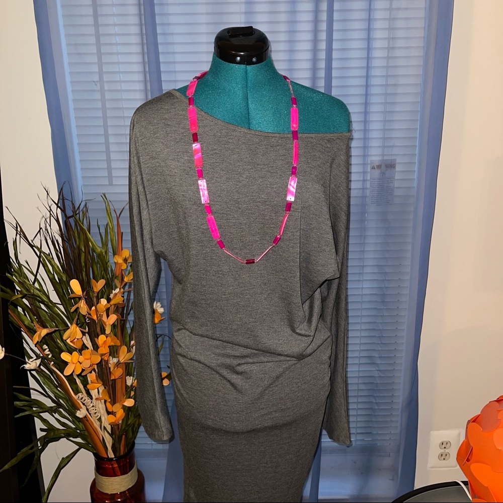 Women’s Heather Gray Long Sleeve Batwing Dress​